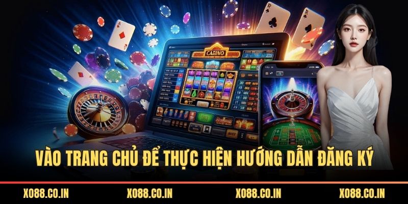 Vào trang chủ để thực hiện hướng dẫn đăng ký